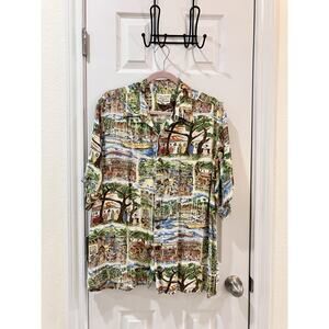 Reyn Spooner Guy Buffet Button Up Hawaiian Aloha Rayon Shirt Maui Size XL